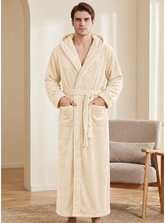 Hautfreundlicher Weicher Flanell Herren Bademantel mit Kapuze