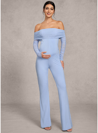 Jumpsuits Off-shoulder Gulvlængde Jersey Graviditetskjoler 