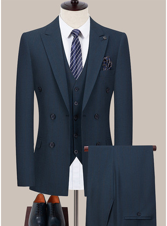 Solid Color 3 Piece Double Breasted Men's Wedding Suit 