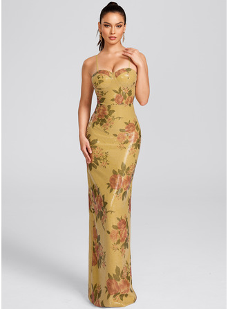 Floral Print Sequin Maxi Dress