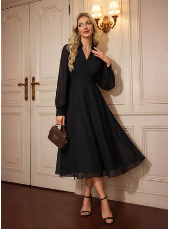 Collared Chiffon Midi Dress