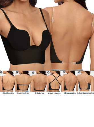Low Back Plunge Adjusted-straps Push Up Bra Underwear
