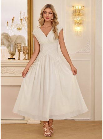 Franzido chiffon midi vestido