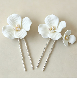 Coiffe de mariage pearl fleurs épingles à cheveux (lot de 2)