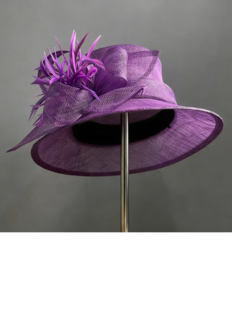 Mujer borde plumas arco giratorio sinamay el derby de kentucky día de las damas sombreros de la iglesia 