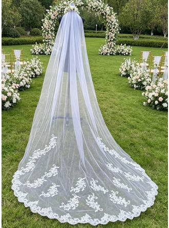 Lace Cut Edge Single Tier Bridal Cathedral Length 118" Wedding Veils