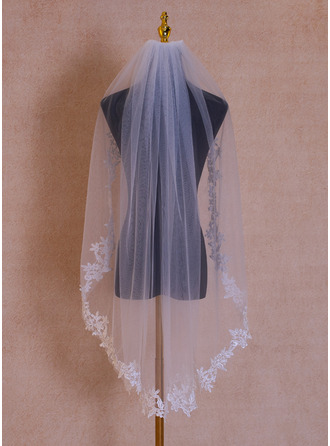 Blonder Skjær Kant Enkeltlag Brud Mantilla Lengde på fingertuppene 100 cm Brudeslør 