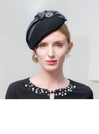 Béret chapeau femmes ancien hiver strass nœud coton mariage cocktail avec clip cordon élastique 