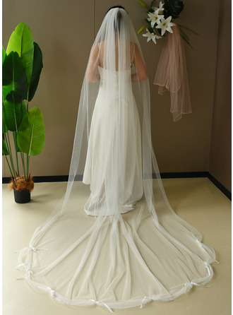 Schleife Schnittkante Einstufig Hochzeit Kathedralenschleier 290 cm Brautschleier 