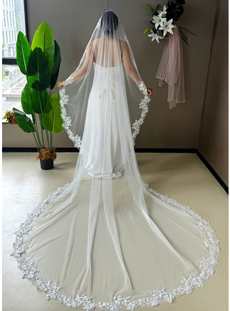 Spitze Schnittkante Einstufig Hochzeit Kathedralenschleier 300 cm Mantilla Brautschleier 