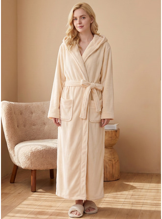 Weicher Flanell Kapuzen Damen Bademantel