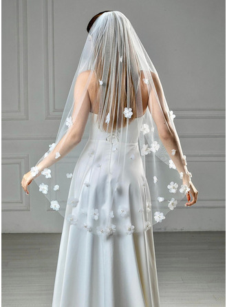 Pearl Cut Edge Single Tier Bridal Fingertip Length 35" Wedding Veils