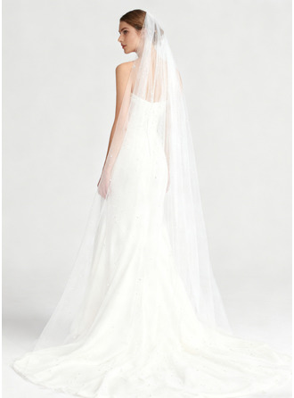 Cut Edge Single Tier Bridal Chapel Length 91" Wedding Veils 