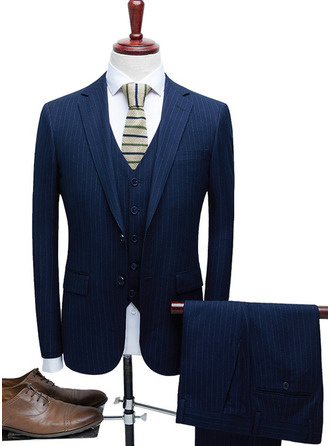Striped 3 Piece Single Breasted Men's Casual Suit 