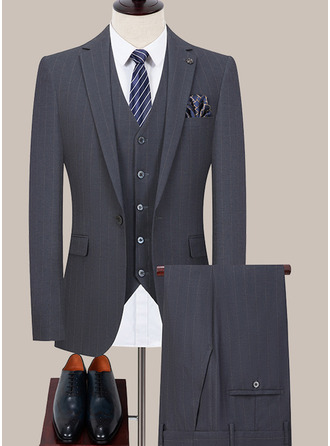 Striped 3 Piece Single Breasted Men's Casual Suit 
