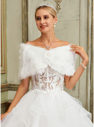 Pelo artificial xales fecho de velcro com contas quente nupcial casamento estolas