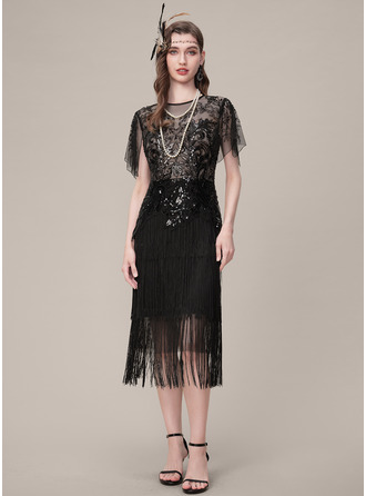 Multi-Layered Fringe Floral Beaded 1920s Flapper Dresses