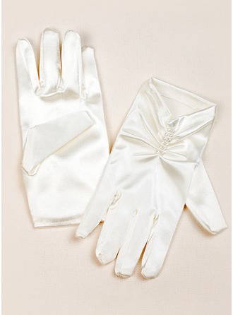 Elastic Satin Wrist Length Flower Girl Gloves 