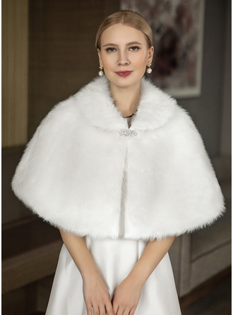 Imiteret Pels Ærmeløs Brude Bryllup Efterspurgte Sjaler Kap 