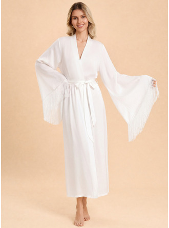 Matte Satin Fringe Trim Robe