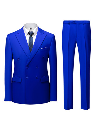 Ensfarget 2 stk Dobbeltspent Klassisk passform Menn Bryllup Dress 