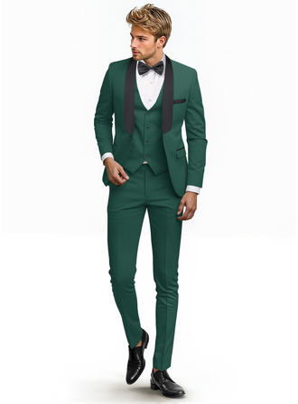 Solid Color 3 Piece Single Breasted Men's Prom Tuxedo Suit 