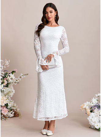 Sequins Boat Neck Long Sleeve Trumpet/Mermaid Lace Maxi Dress 