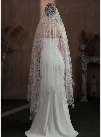 Koronkowa krawędź Pojedynczy poziom Ślubny Długość walca 180 cm Welon