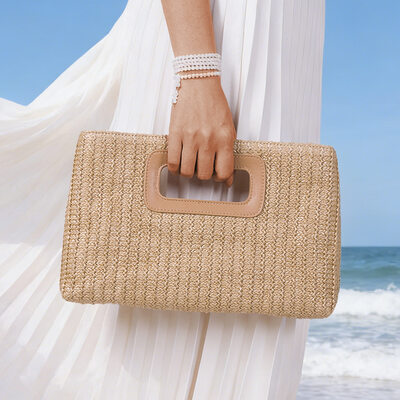 Beach Plastic Evening Bags in Khaki