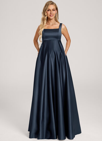 A-line Square Satin Maternity Dress