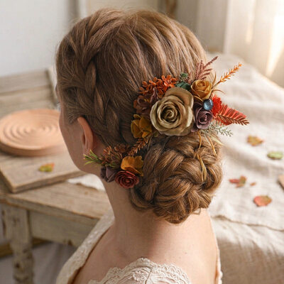 Tocado de boda flores juego de peines para el cabello (juego de 2)