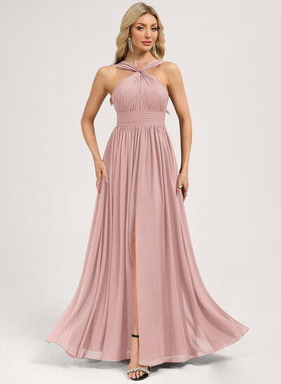 Kleid in A-Linie mit Rüschen aus Chiffon