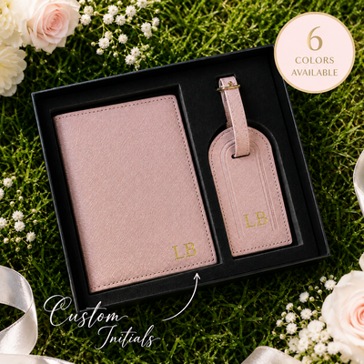 1 conjunto/2 peças personalizado conjunto de porta-passaporte e etiqueta de bagagem pu