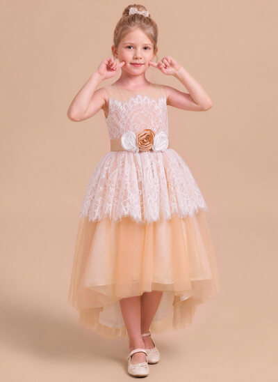 Vestido línea a con flores 3d de tul