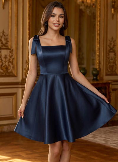 Square Bow Satin Dress