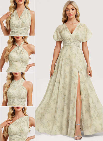 A-line One Shoulder Chiffon Dress