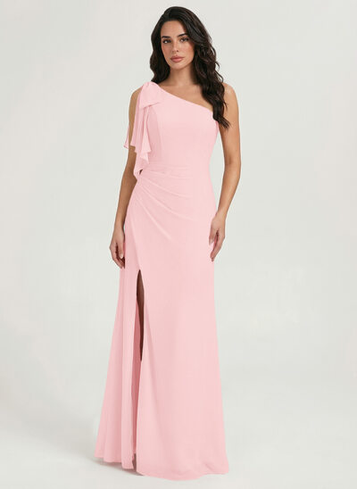 A-line One Shoulder Chiffon Dress