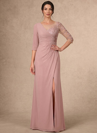 A-line Ruched Lace Dress