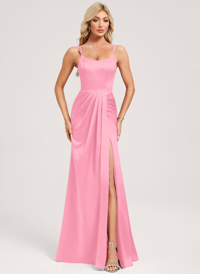 Trumpet/Mermaid Square Ruched Satin Dress