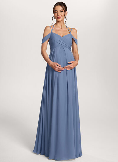 Umstandskleid in A-Linie mit Plissee aus Chiffon