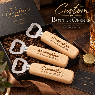 Ouvre-bouteille cadeaux pour garçons d'honneur - personnalisé en bois 1 pc