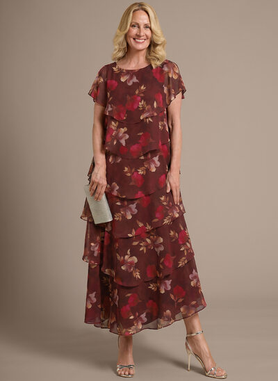 A-line Cape Chiffon Dress