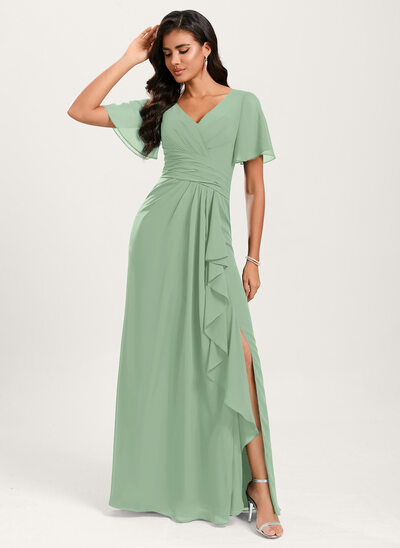 A-line Ruffle Chiffon Dress