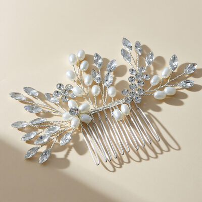 Perle Rhinestone Hårkammer Hårtilbehør bryllup Hårpynt 