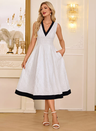 Vestido midi con blanco y negro