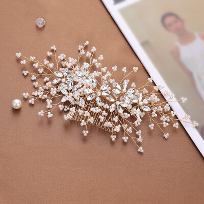 Perle Rhinestone Hårkammer Hårtilbehør bryllup Hårpynt 