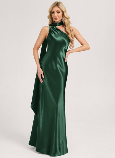 One Shoulder Stretch Satin Dress