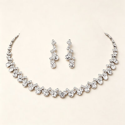 Estilo clásico rhinestone boda pendientes collar sistemas de la joyería (juego de 2) 