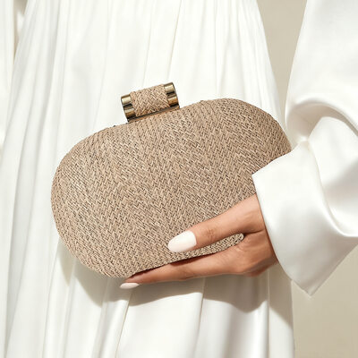 Party Beach Evening Plastic Clutch Bags in Khaki 