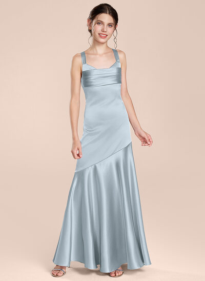 Vestido con escote drapeado plisado de satén elástico